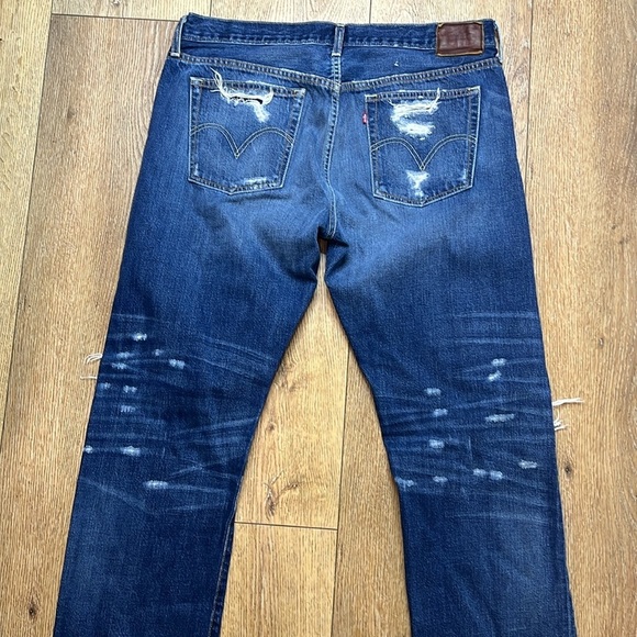Levi’s 501 Distressed Selvedge Denim Jeans Size 31 - Picture 5 of 9